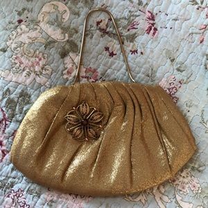 Vintage gold lamé clutch